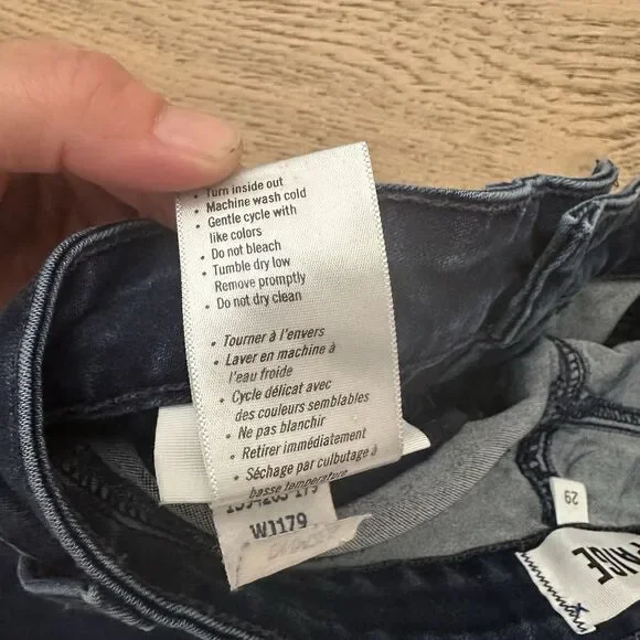 PAIGE Womens High Rise Bell Canyon Flare Leg Jeans Blue Dark Wash Frayed Size 29 - Picture 8 of 16